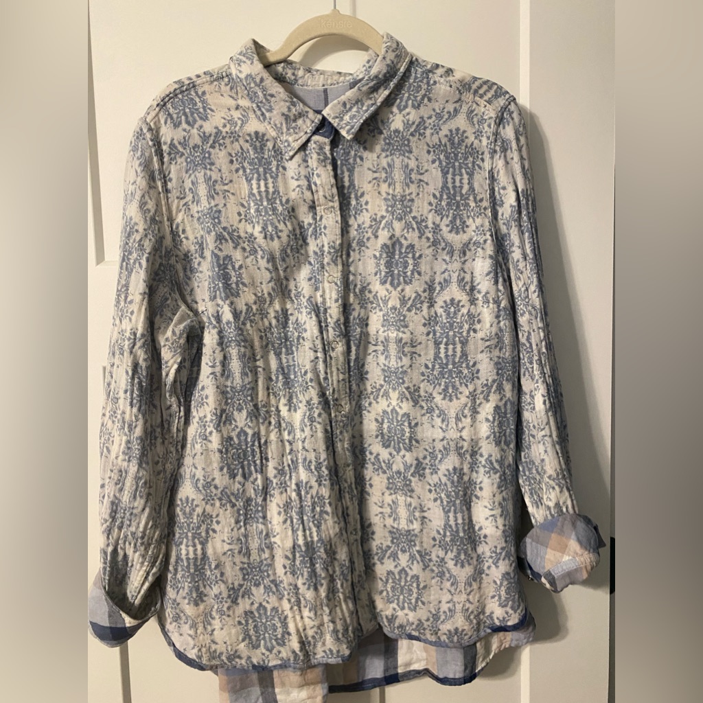 - Women’s Reversible Mixed Material Shirt With Snap Closure Boutique Purch